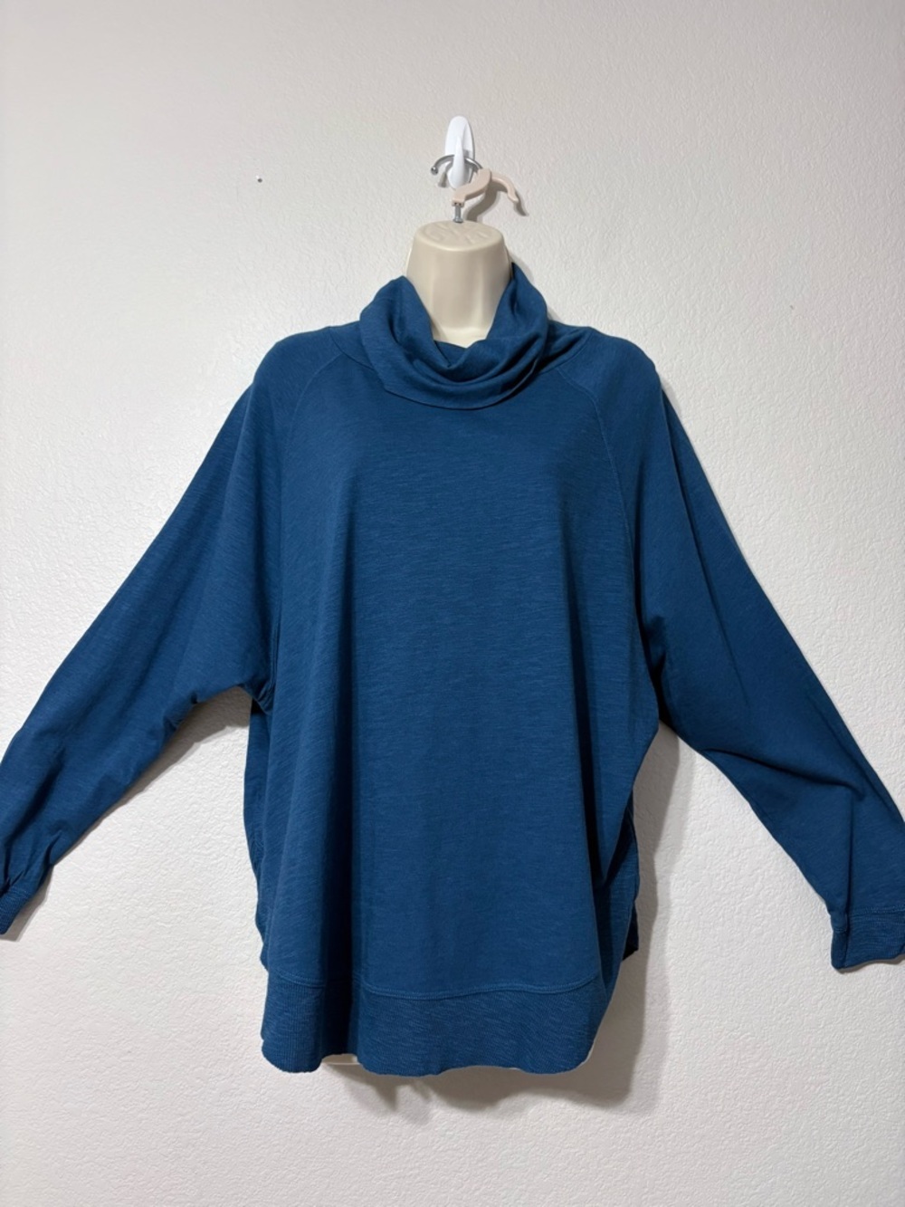 Women's Cozy‎ Teal Cowl Neck Dolman Sleeve Soft Cotton Modal Relax Fit Top M